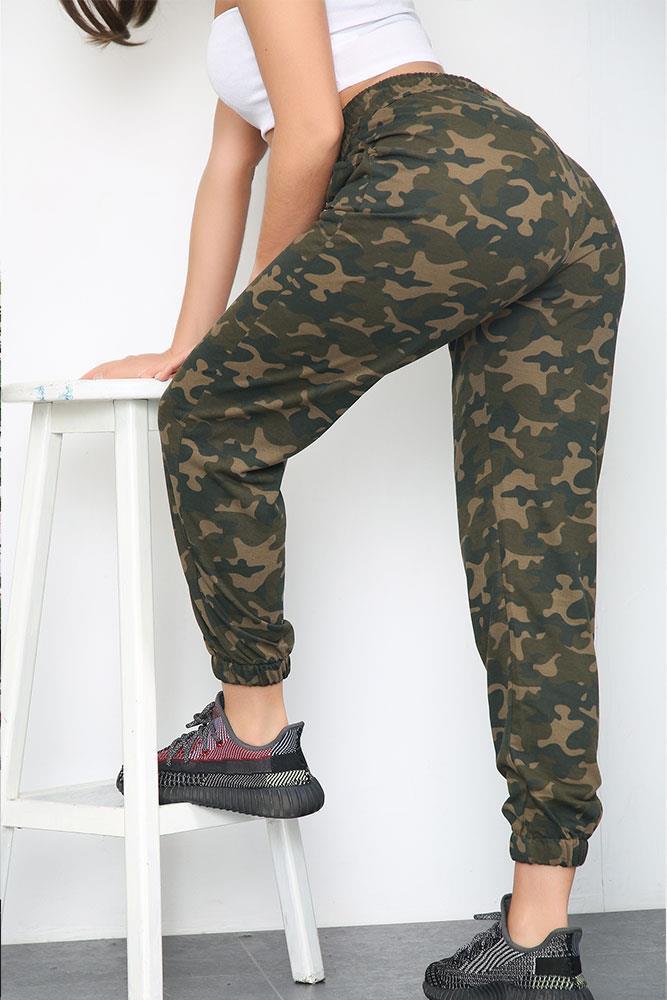 Elasticated Drawstring Waist Camo Joggers