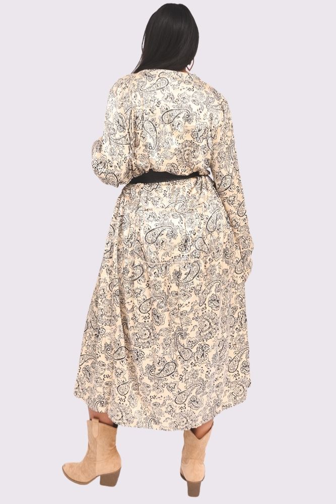 Paisley Print Front Button Oversized Dress