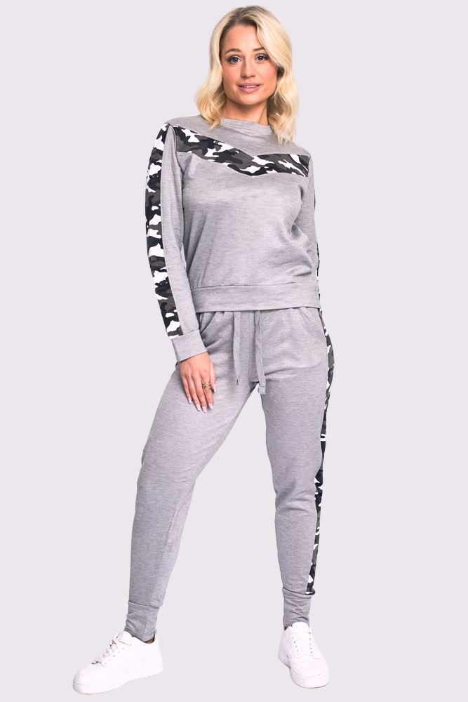 Camouflage Print Side Panel Loungwear Tracksuit