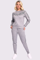 Leopard Print Side Panel Loungwear Tracksuit