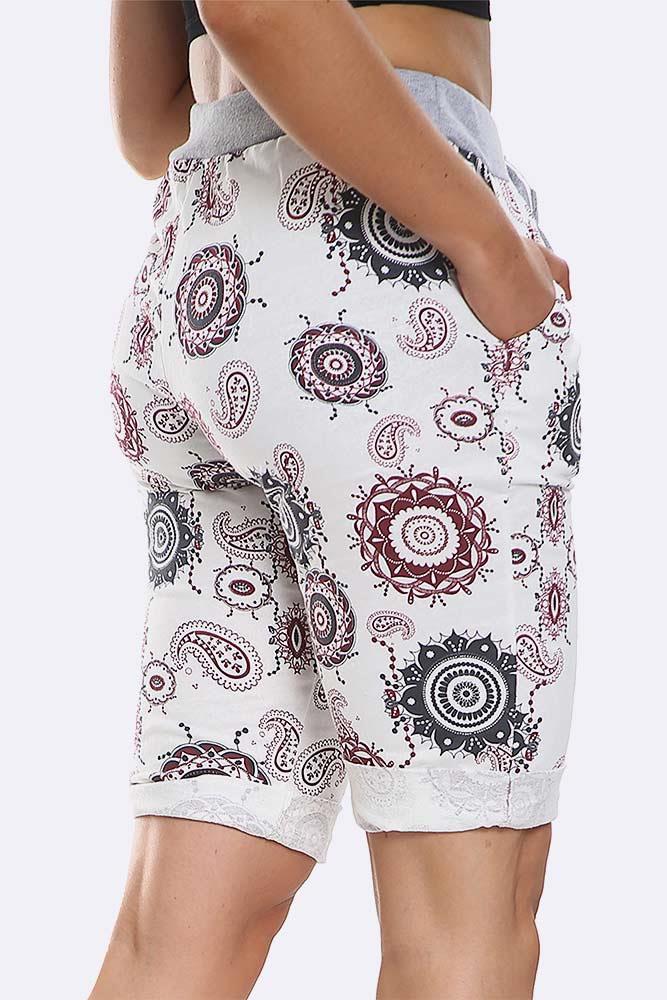 Italian Paisley Mandala Print Drawstring 3/4 Trouser