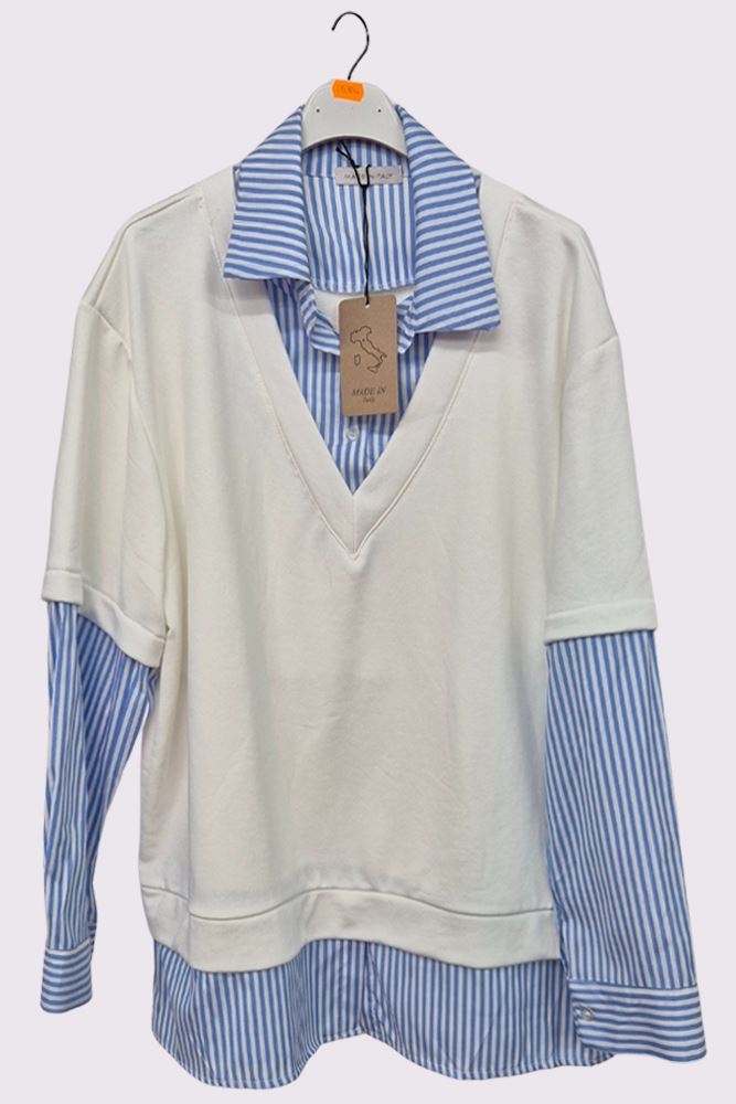 Stripe Print Oversized Twin Cotton Shirt