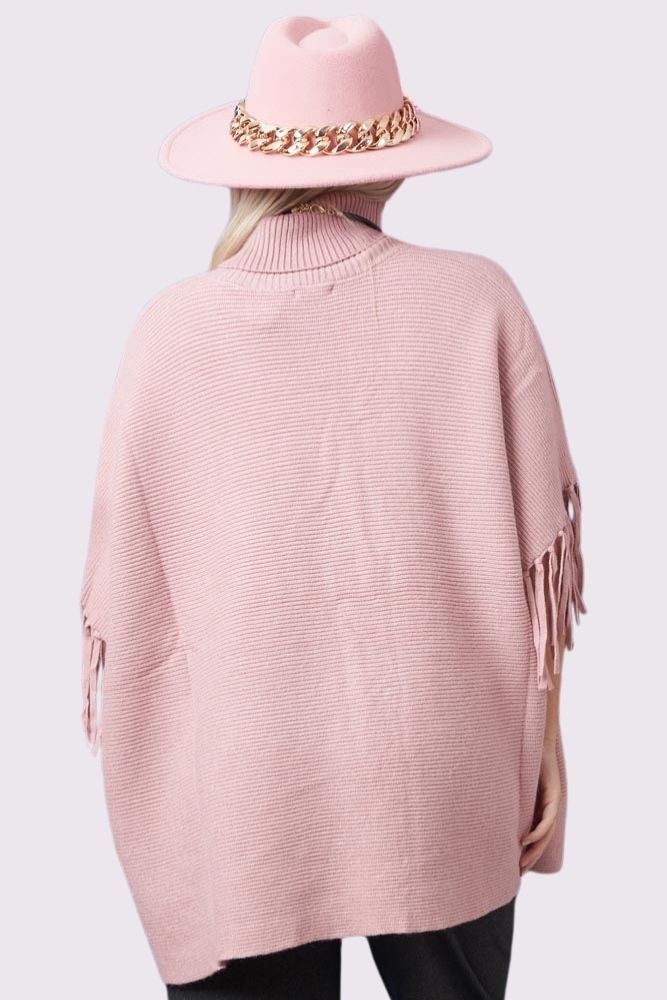 Plain Tassel Sleeve Knit Top