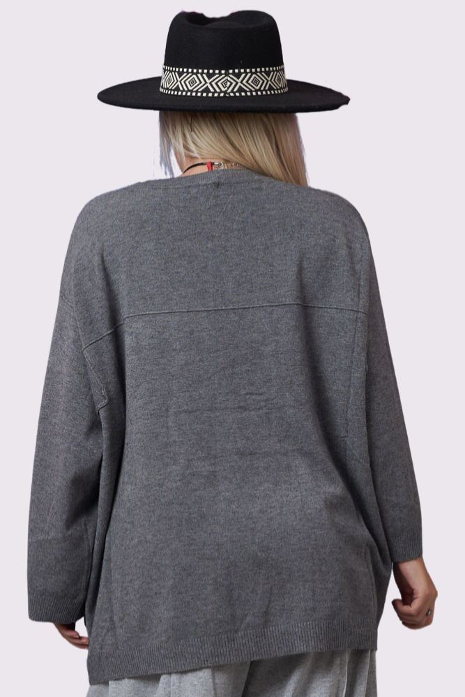 Oversized Knitted Pocket Jumper