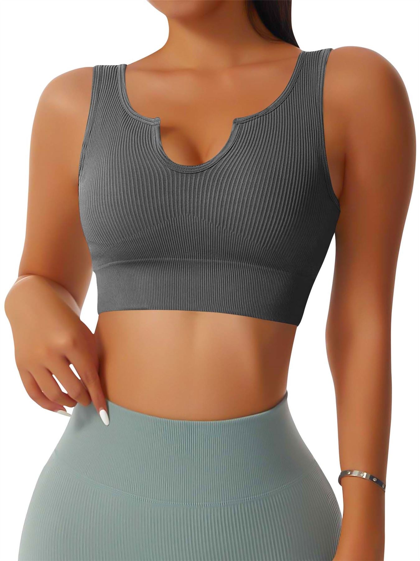 Plain Seamless Ribbed Gym Bra