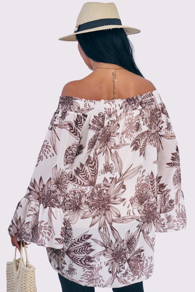 Tropical Print Dip Hem Top