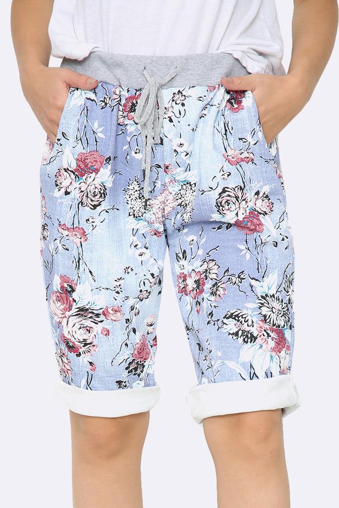 Floral Printed 3/4 Drawstring Trouser