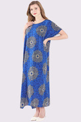 Mandala Print Oversized Maxi Cotton Kaftan