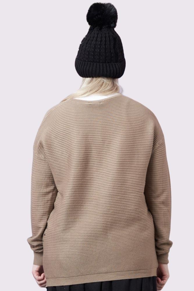 Ribbed With Side Zip Knitted Jumper