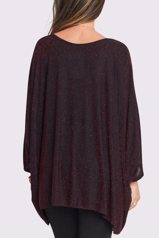 Glitter Oversized Batwing Top