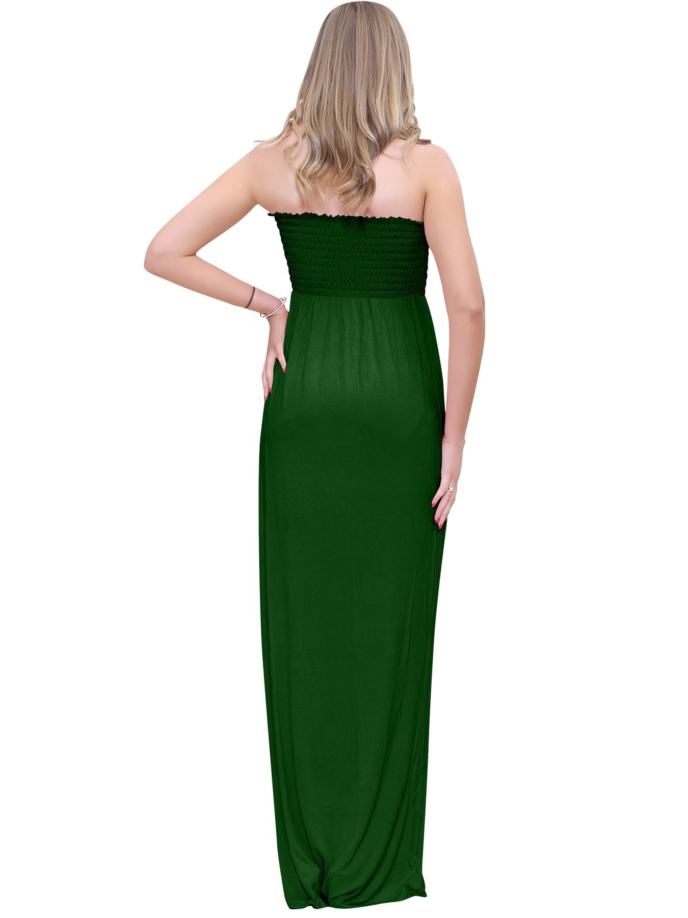 Plain Strapless Sheering Maxi Dress