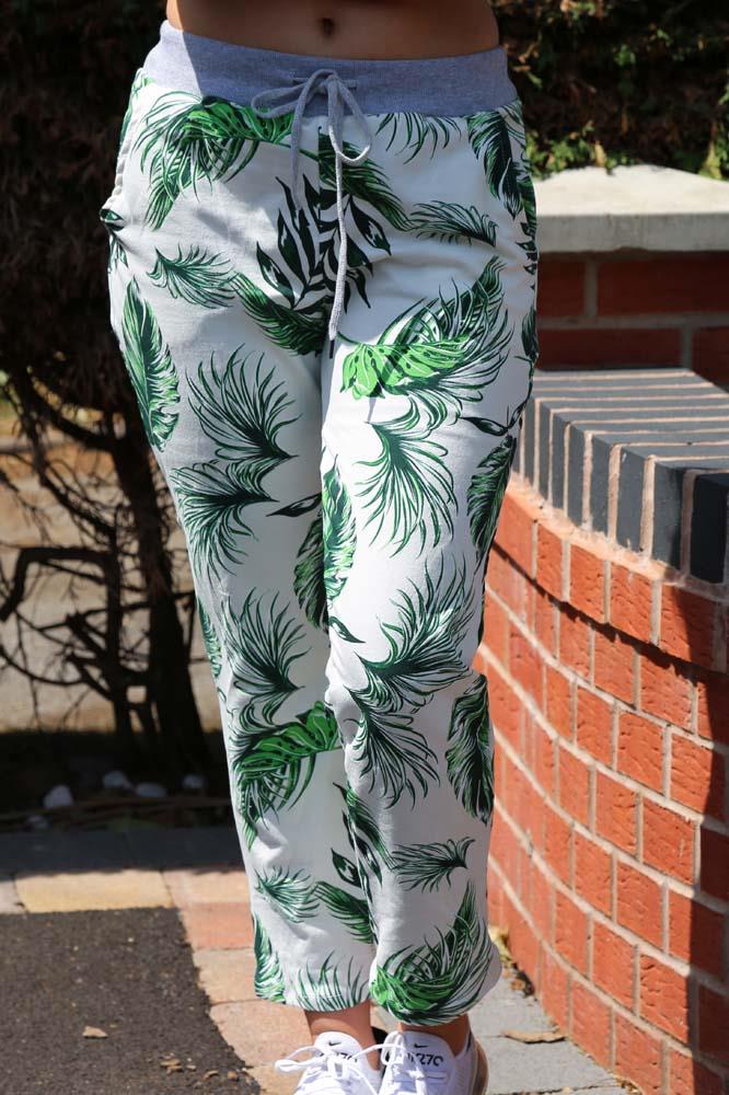 Tropical Print Pocket Drawstring Trouser