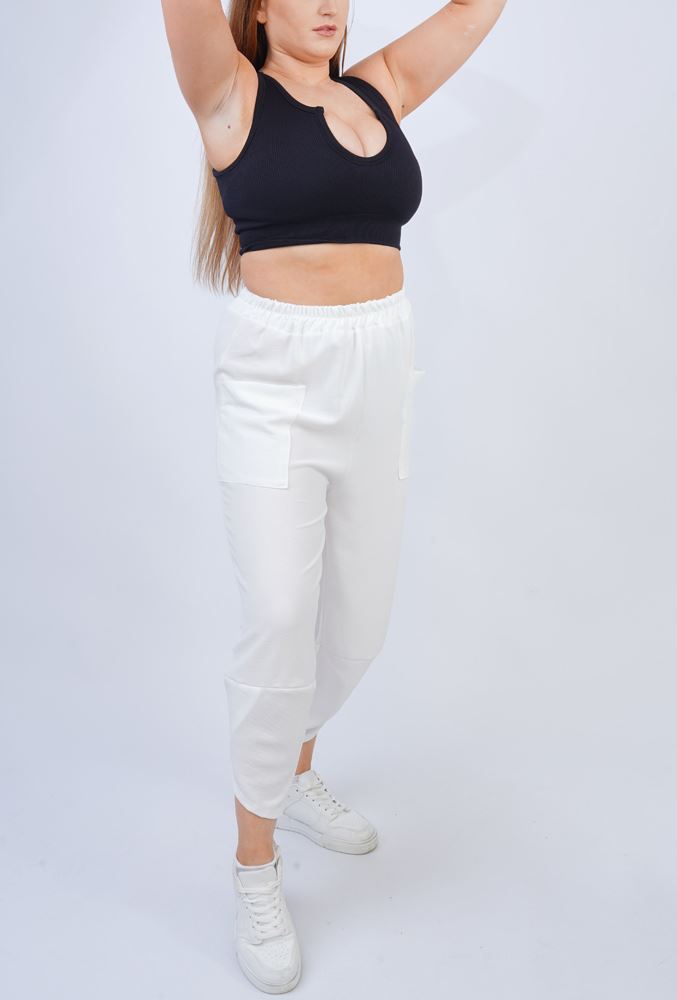 Plain Panelled Pockets Jogging Bottom