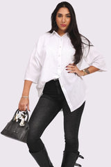 Plain Button Up Oversized Cotton Shirt