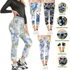 Cotton Tropical Floral Print Drawstring Trouser