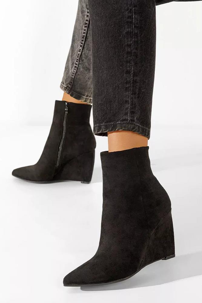 Suede Zip Fastening Wedge Boot