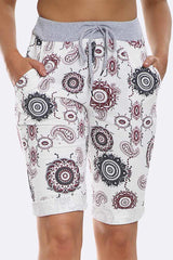 Italian Paisley Mandala Print Drawstring 3/4 Trouser