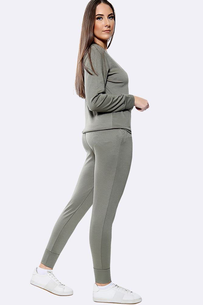 Plain Crop Top Loungwear Tracksuit