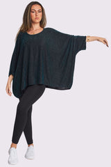 Glitter Oversized Batwing Top