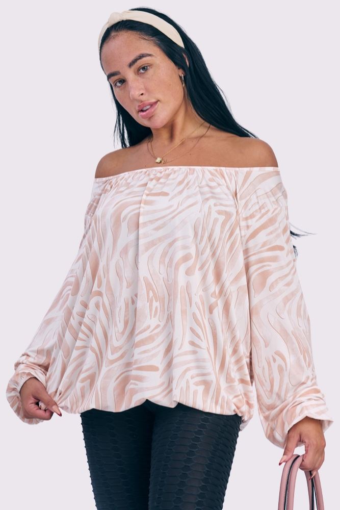 Waves Print Pleated Top