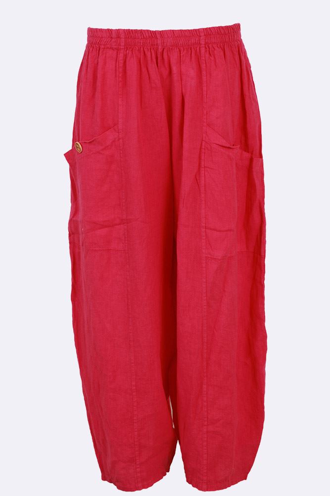 Linen Wide Leg Pocket Trousers