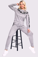 Camouflage Print Side Panel Loungwear Tracksuit