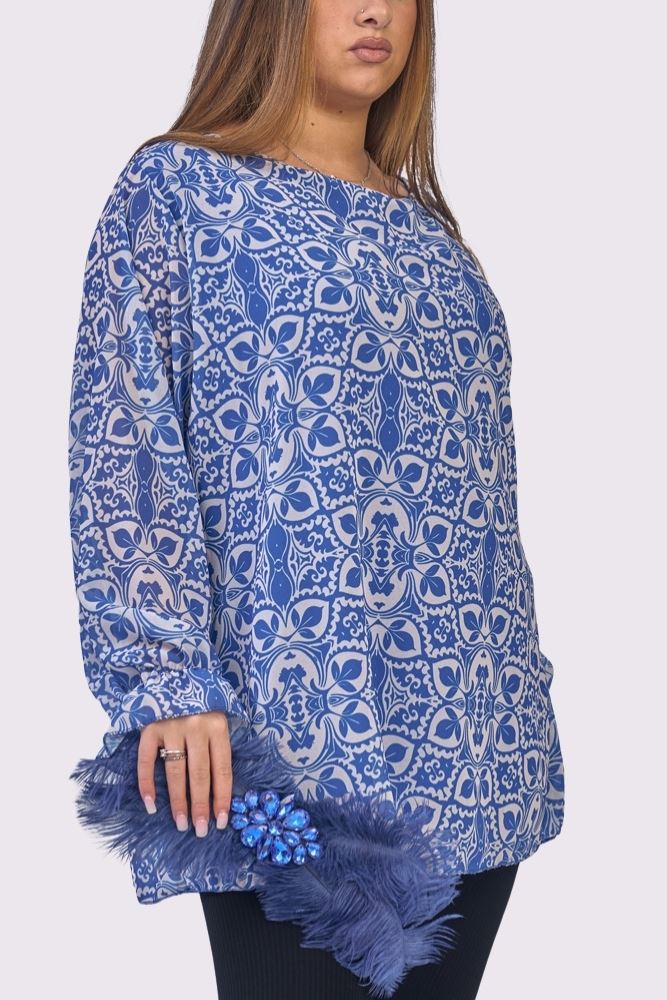 Floral Print Oversized Tunic Top