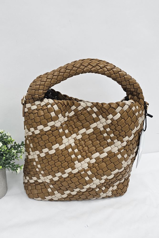 Braided Rope Two Tone Shoulder Bag