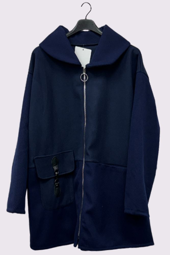 Corduroy Hook Patch Pocket Hooded Jacket