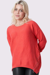 Ribbed With Side Zip Knitted Jumper