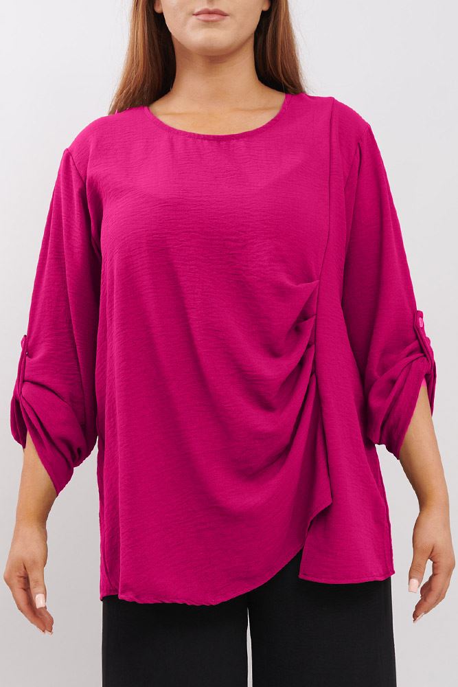 Plain Ruffle Front Top