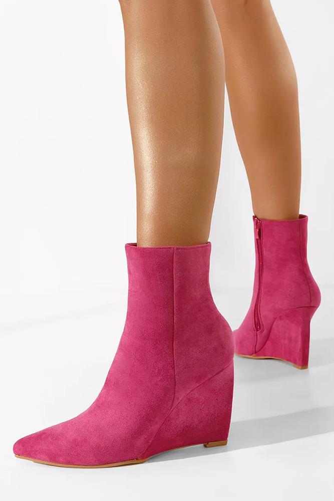 Suede Zip Fastening Wedge Boot