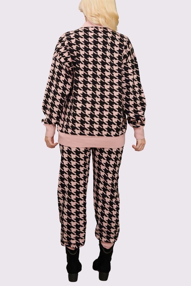 Dog Tooth Print Knitted Viscose Co-Ord