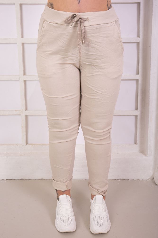 Plain Glitter Drawstring Trouser