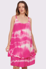 Layered Dress with Tie-Dye Print