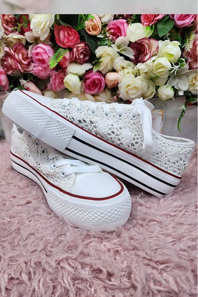 Crochet Pattern Lace Up Platform Sneakers