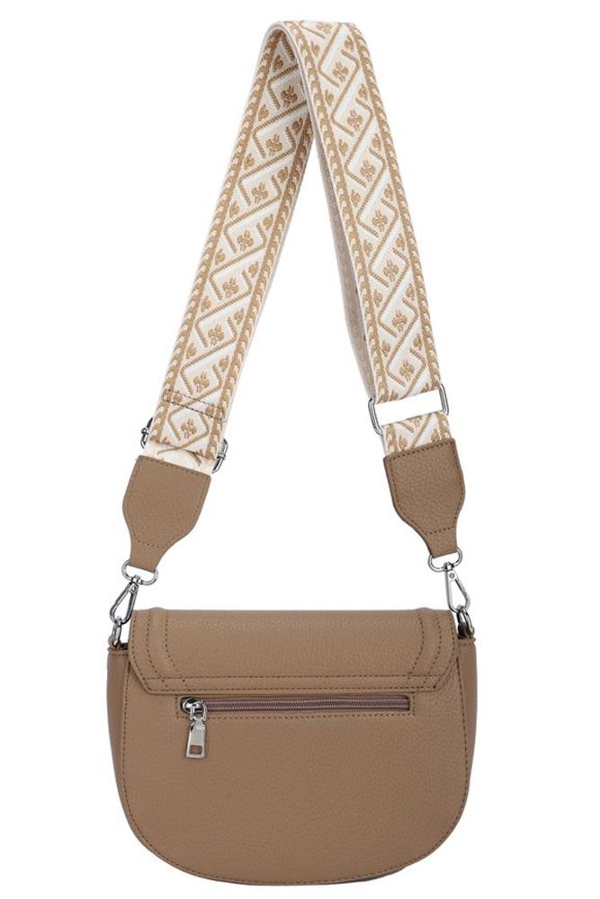 Compartment Wide Strap Crossbody Bag