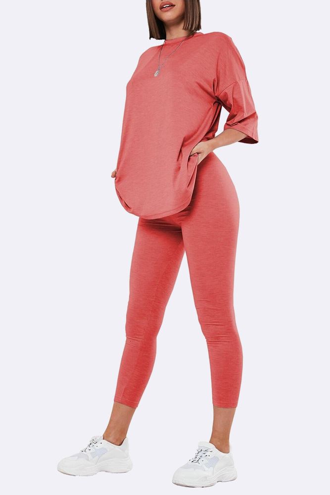 Women Oversized T-shirt & Leggings Co-ords Set