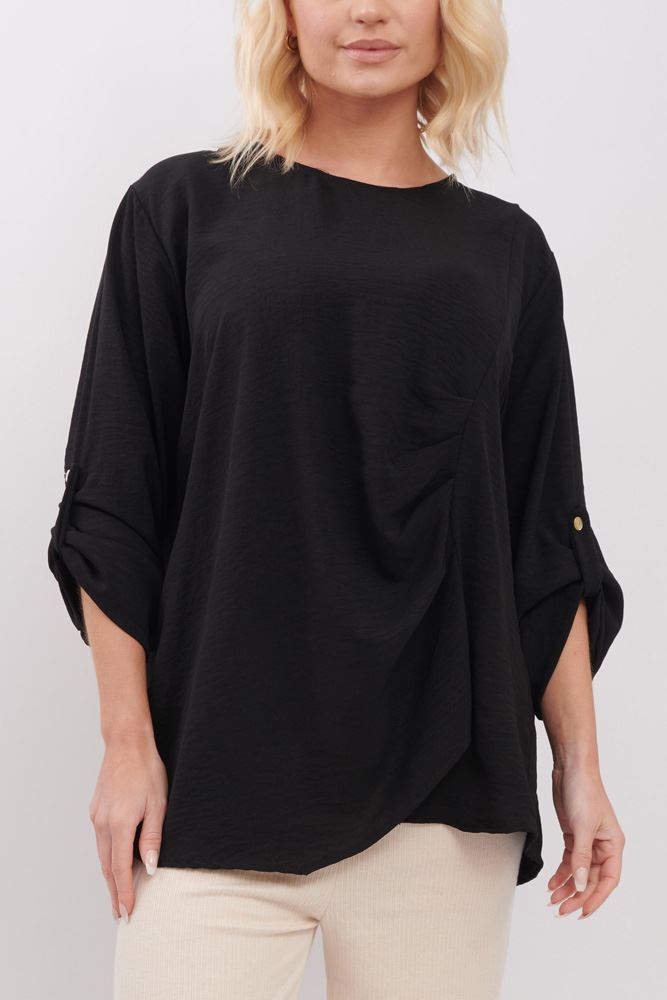 Plain Ruffle Front Top