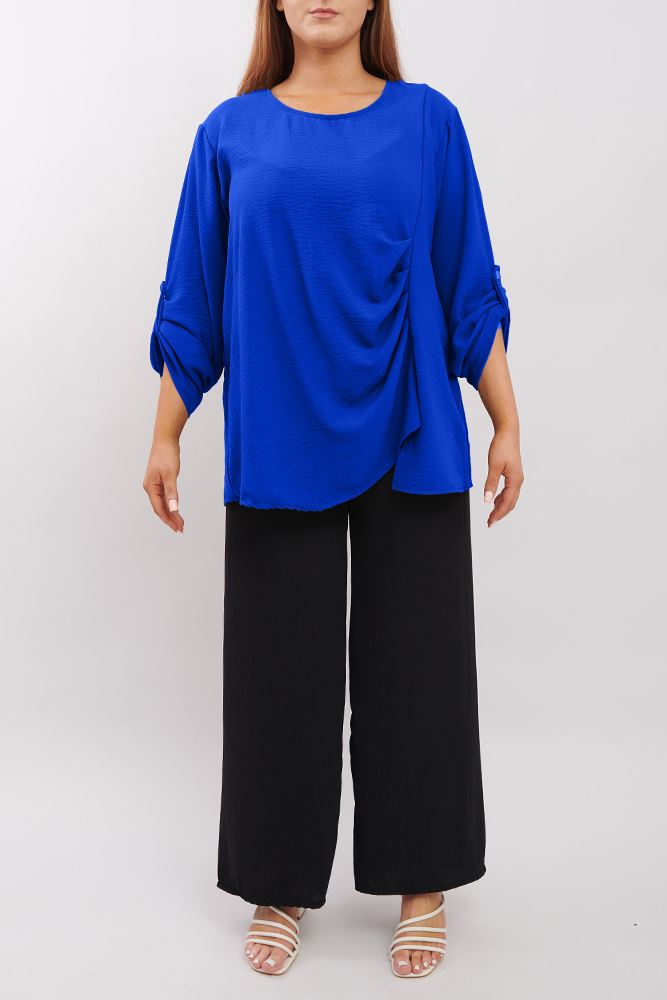 Plain Ruffle Front Top