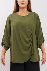 Plain Ruffle Front Top