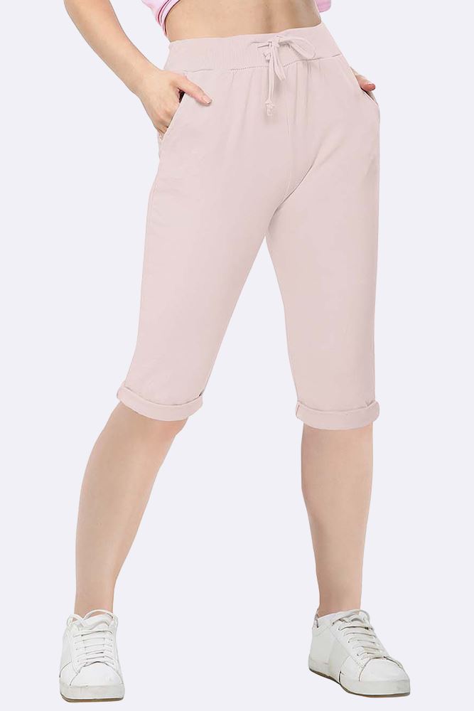 Plain Drawstring 3/4 Length Pocket Trousers