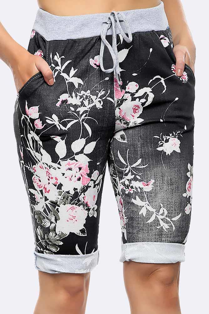 Floral Printed 3/4 Drawstring Trouser