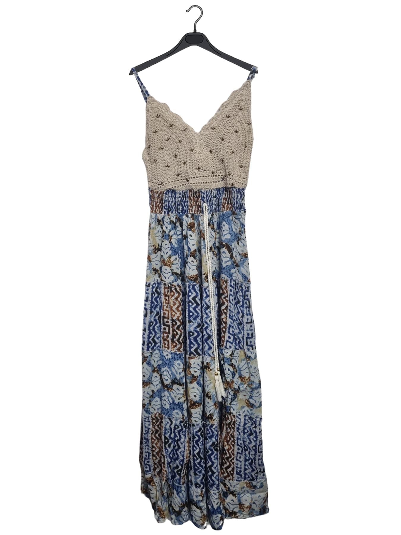 Tie Dye Geometric Print Bohemian Maxi Sleeveless Style Dress