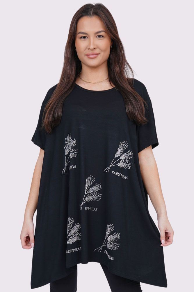 Diamante Leaves Pattern Top