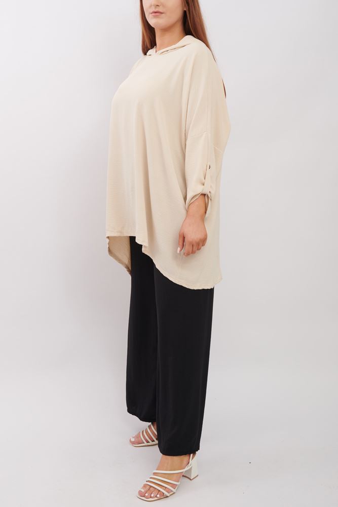 Plain Dipped Hem Viscose Hoody