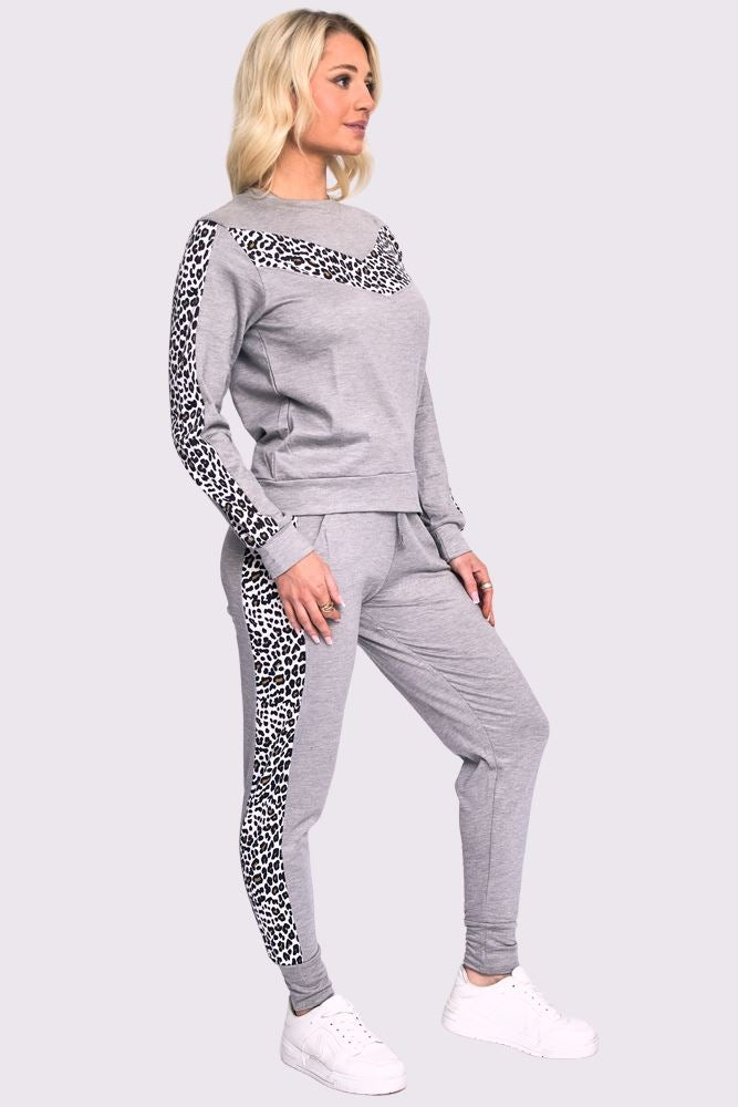 Leopard Print Side Panel Loungwear Tracksuit