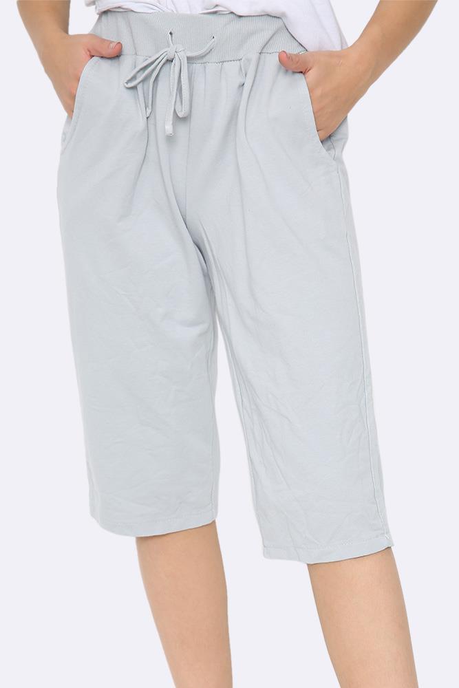 Plain Drawstring 3/4 Length Pocket Trousers