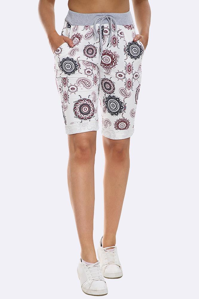 Italian Paisley Mandala Print Drawstring 3/4 Trouser