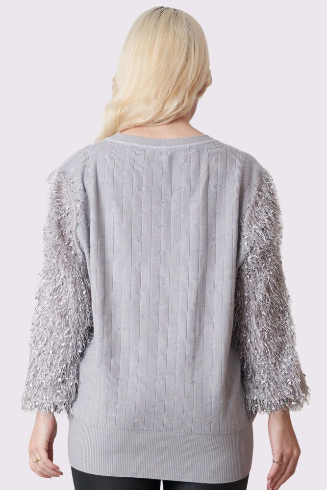 Diamante Fur Soft Knit Top